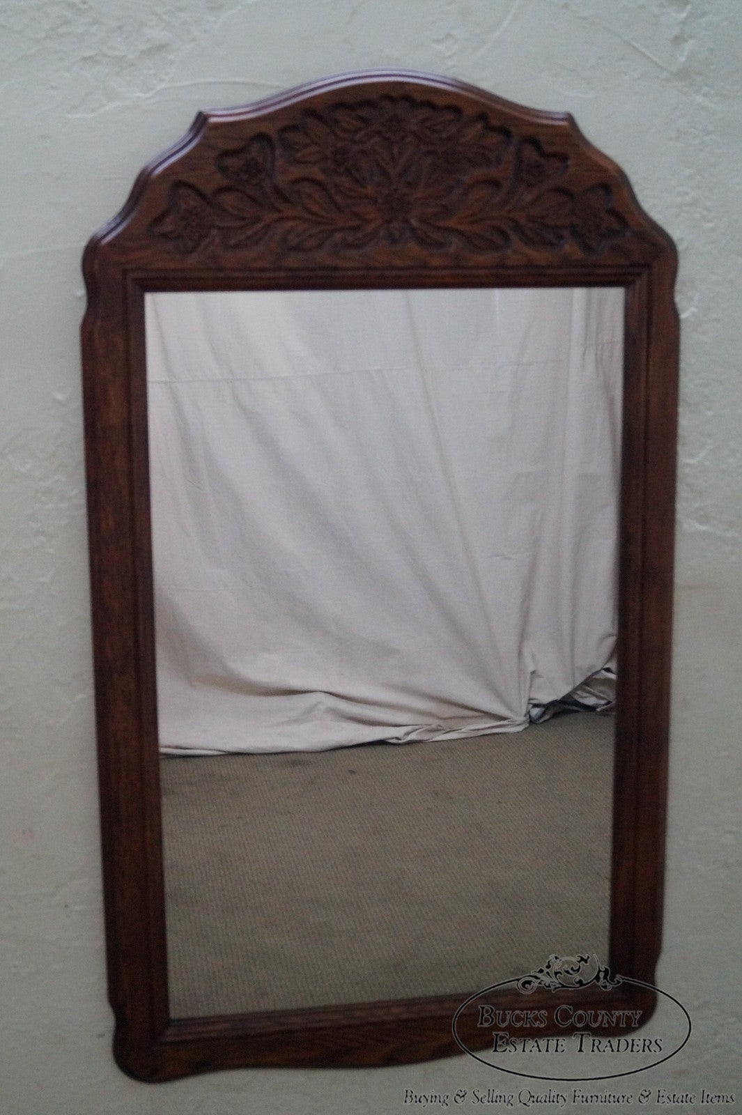 Solid Oak Frame French Country Style Hanging Wall Mirror