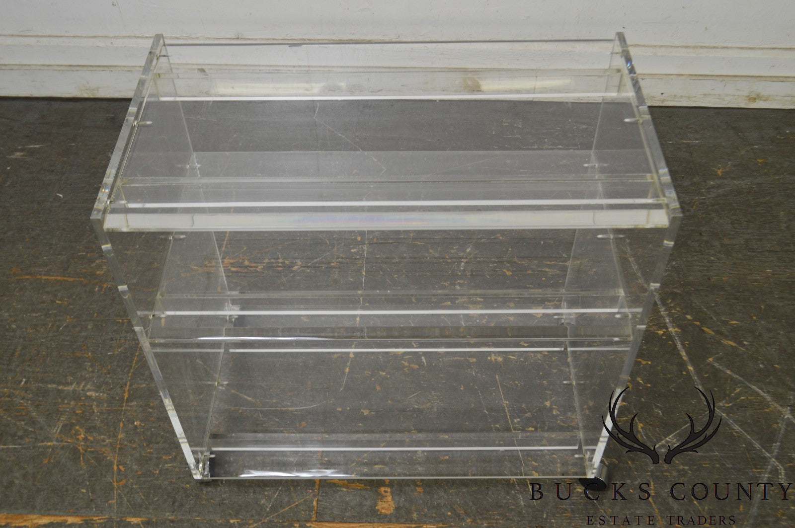 Mid Century Modern Lucite 3 Tier Serving Cart