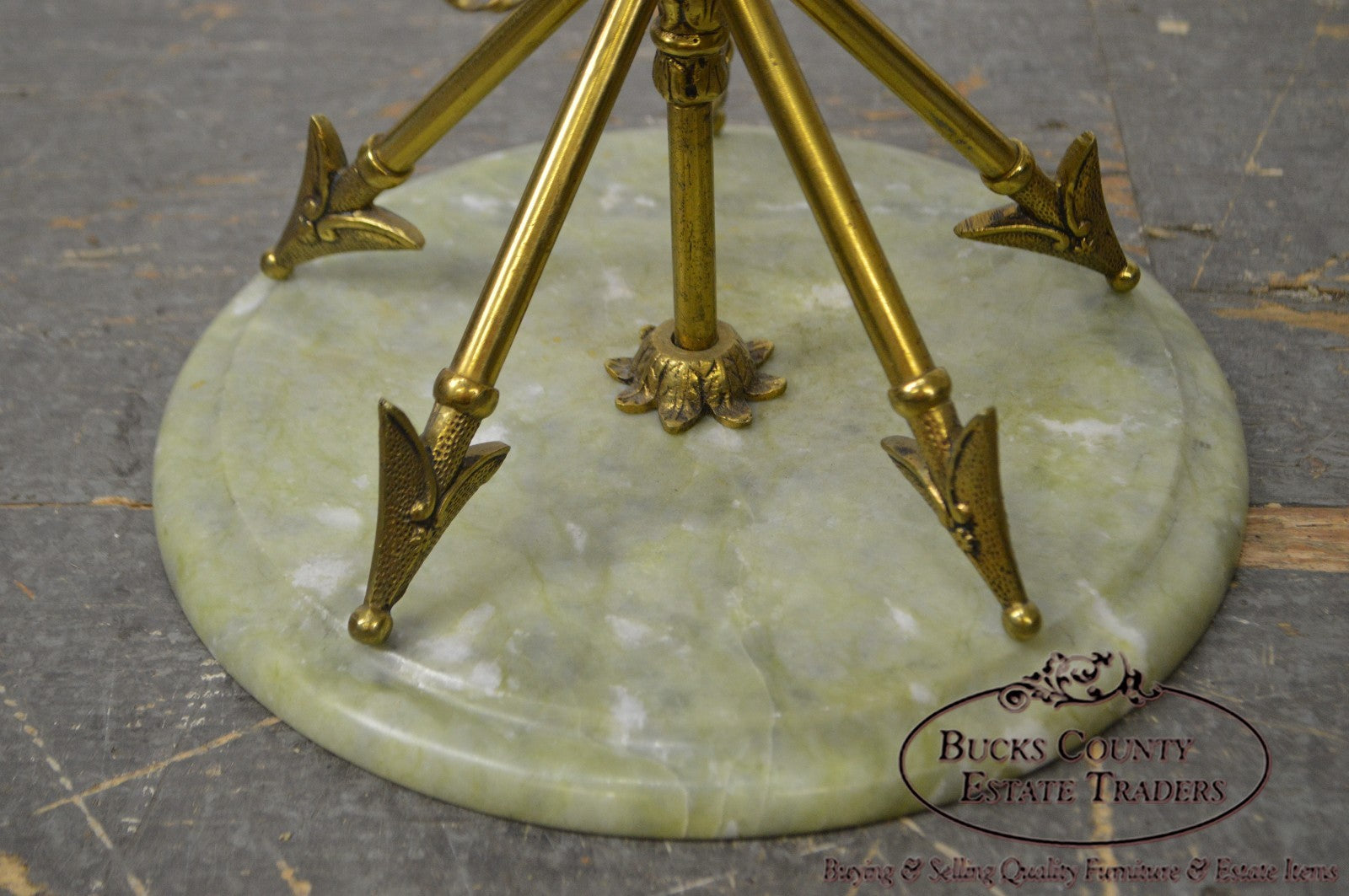 Regency Style Brass Crossed Arrows Crystal Composite Centerpiece w/ Marble Base