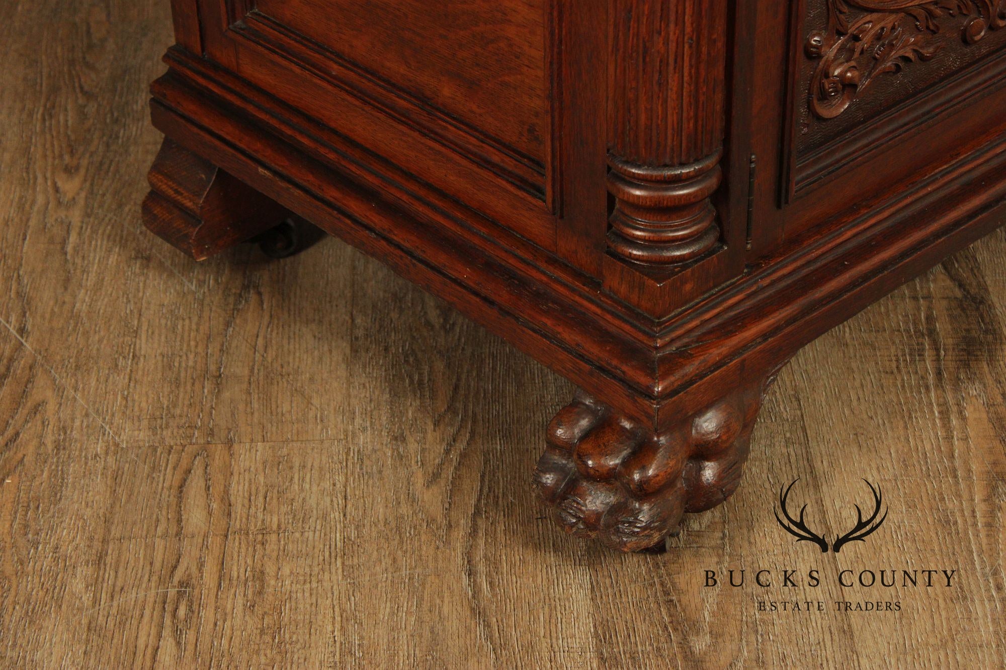Antique Carved Oak Server Cabinet In The Manner Of R. J. Horner