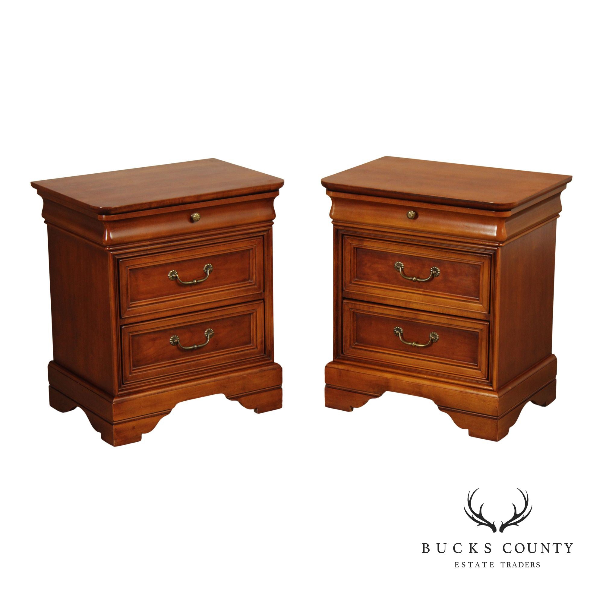 Lexington 'Chez Michelle' Pair Of Cherry Louis Philippe Style Three-Drawer Nightstands