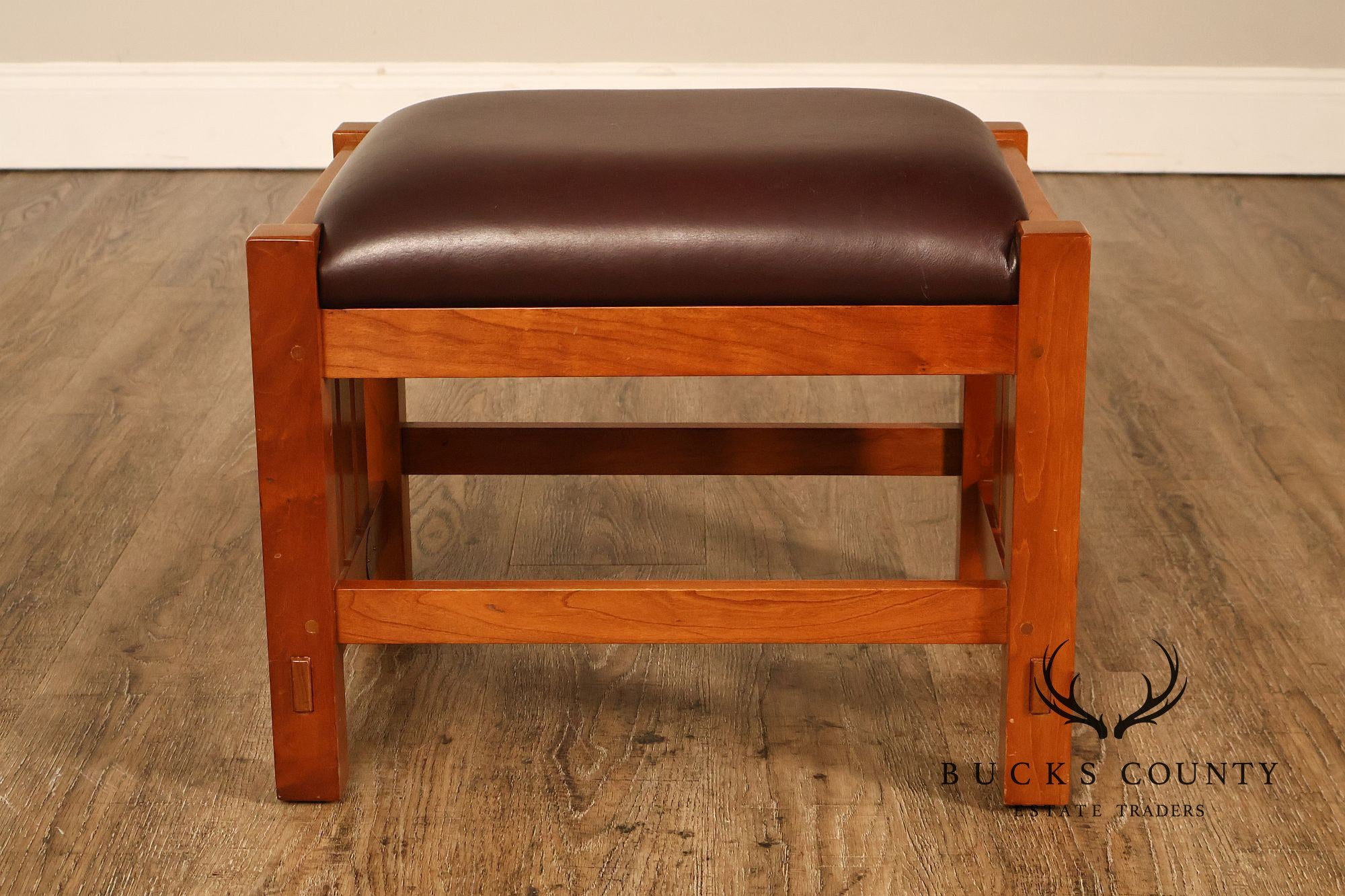 Stickley Mission Collection Cherry and Leather Footstool