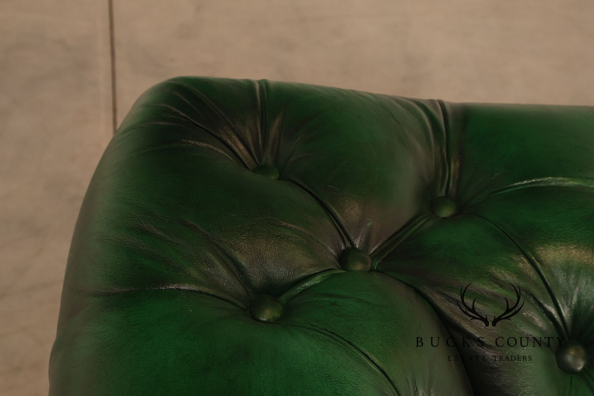 Chesterfield Style Polo Green Tufted Leather Club Chair