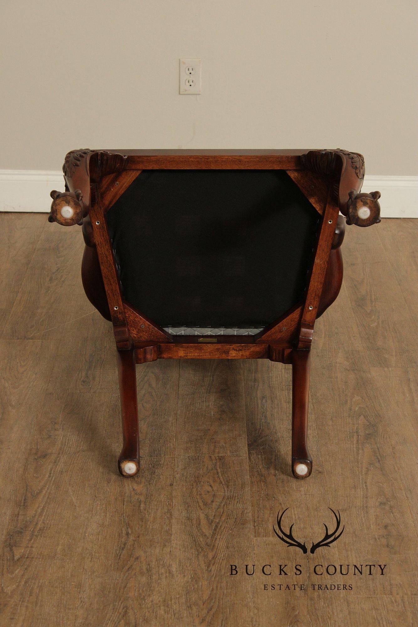 Maitland Smith Georgian Style Carved Mahogany Armchair