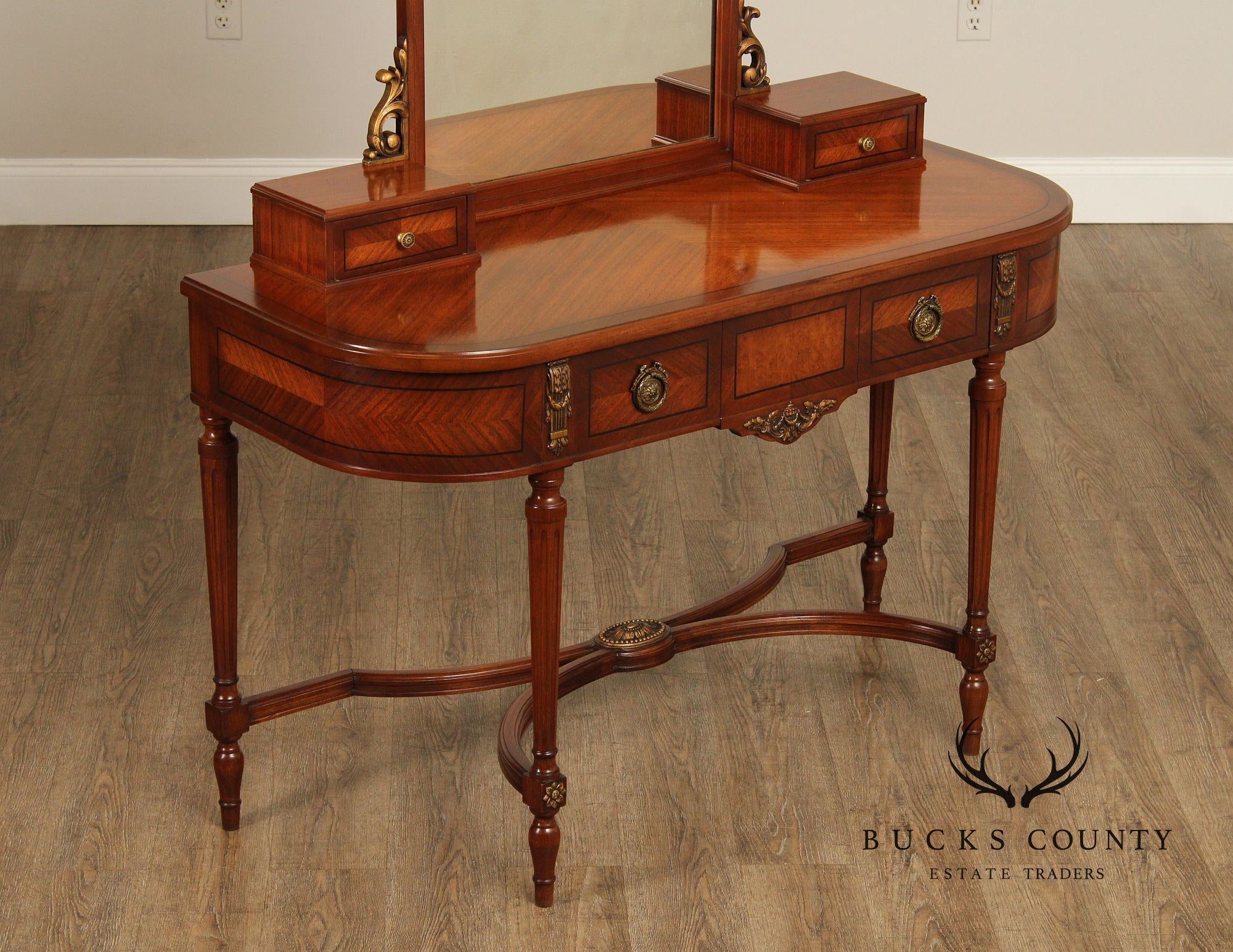 Tobey Furniture Co. Mahogany and Satinwood French Style Vanity