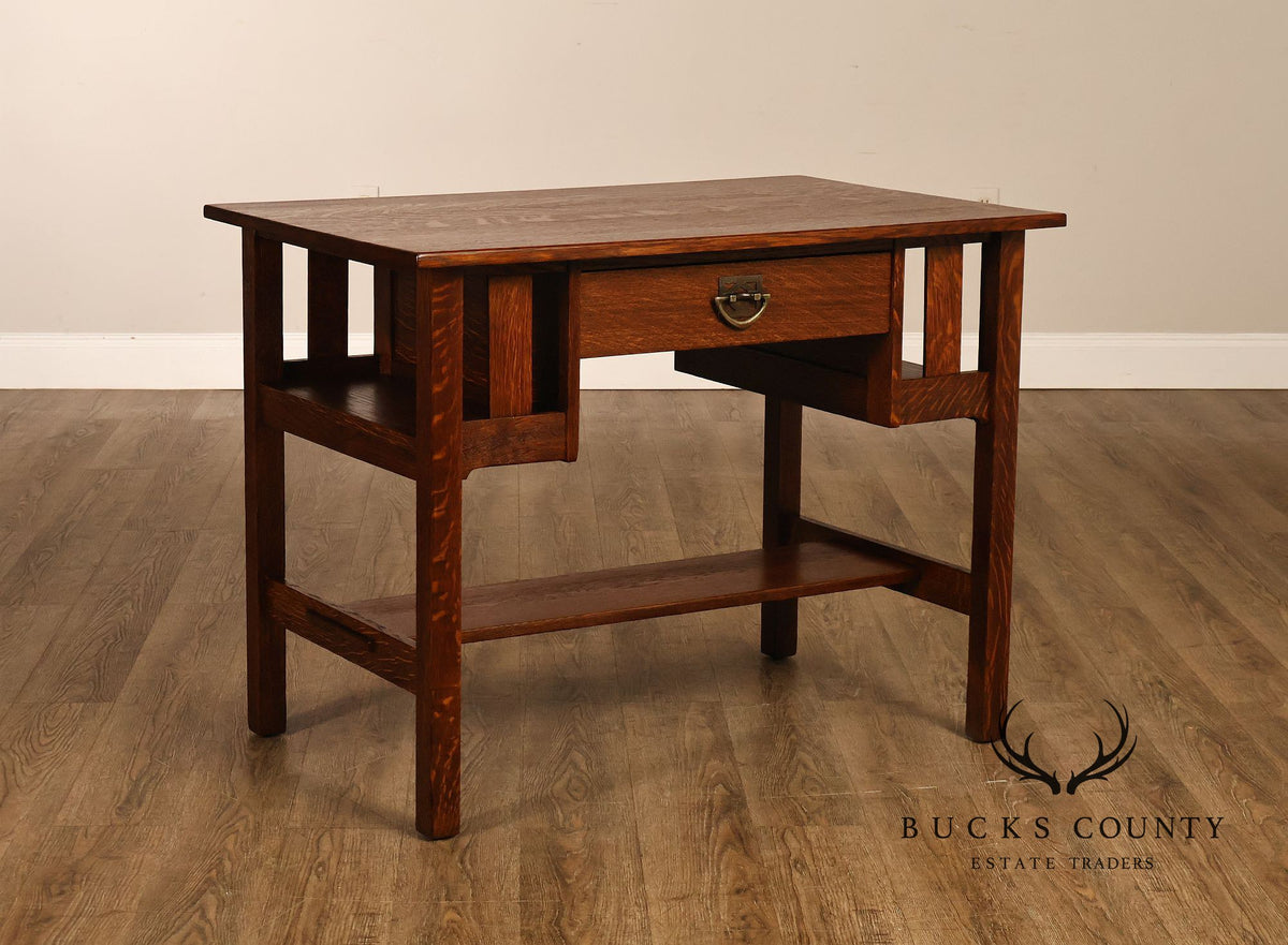 Antique Stickley Brothers Mission Oak One-Drawer Library Table