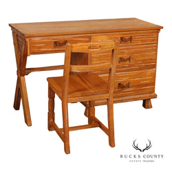Brandt Ranch Oak Writing Desk and Chair