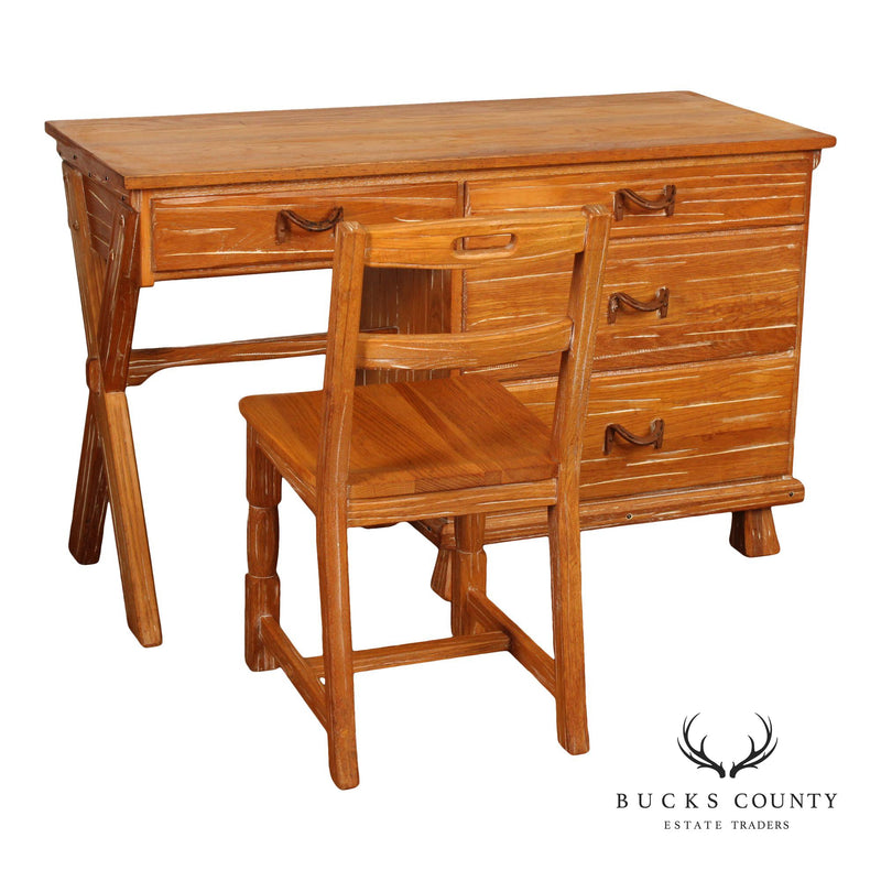 Brandt Ranch Oak Writing Desk and Chair