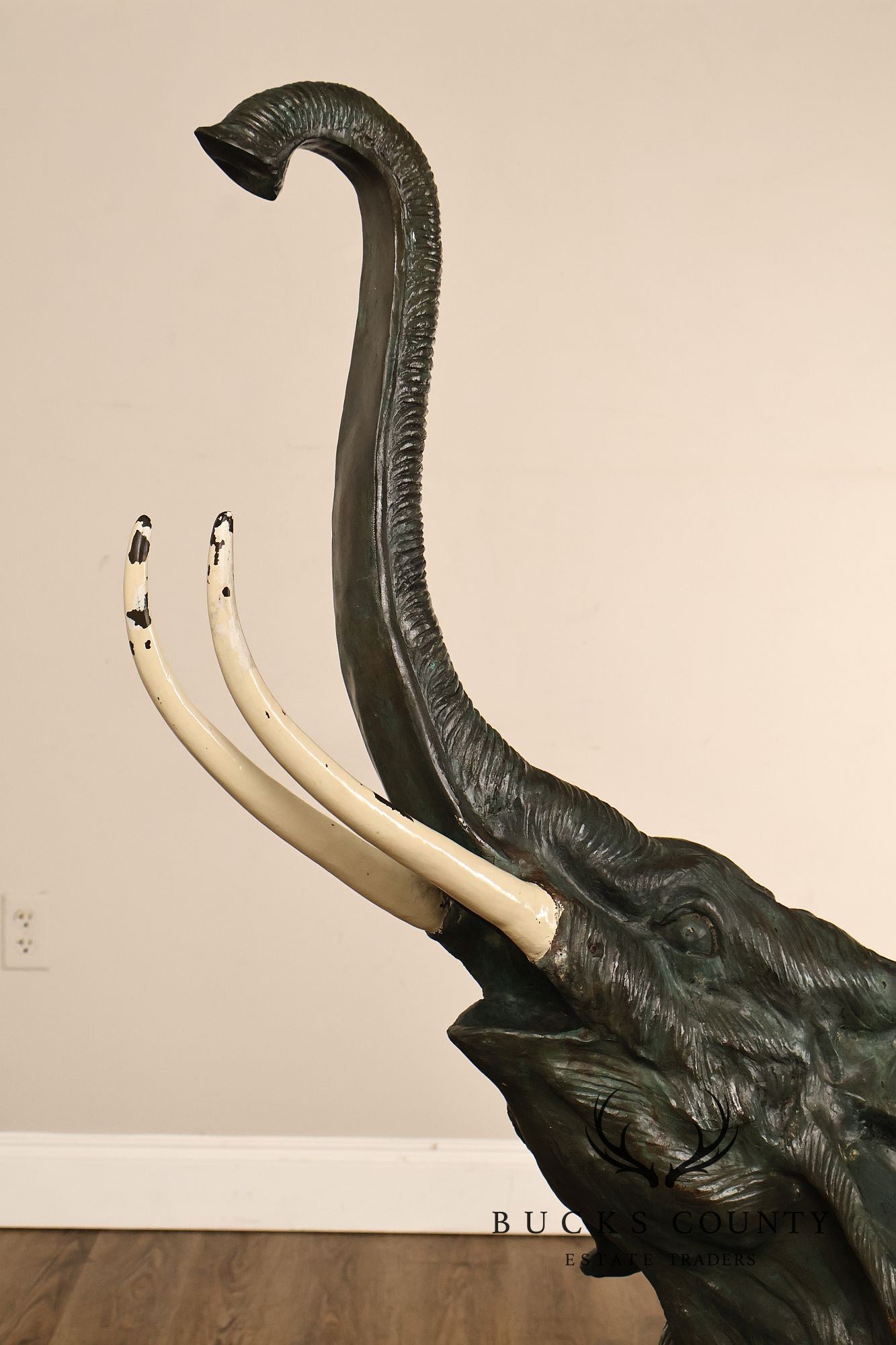 Monumental Patinated Bronze Elephant Statue