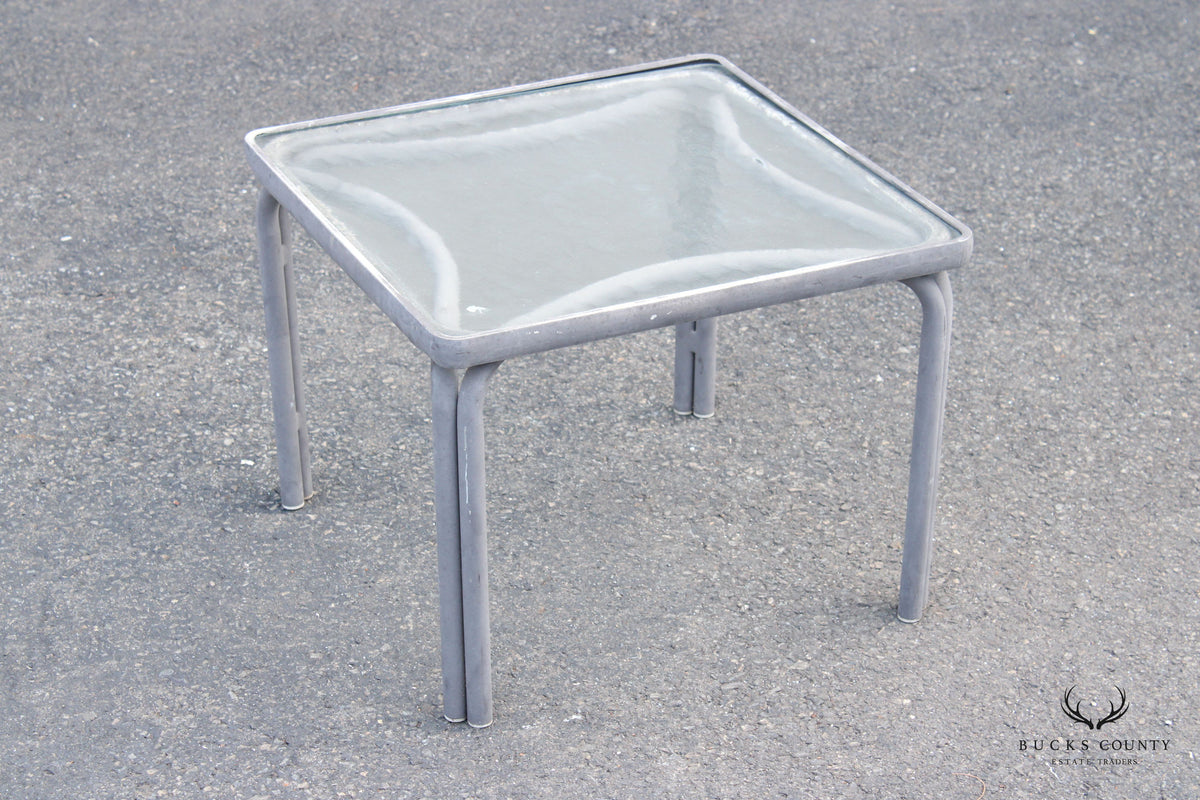Brown Jordan Glass Top Aluminum Outdoor Side Table