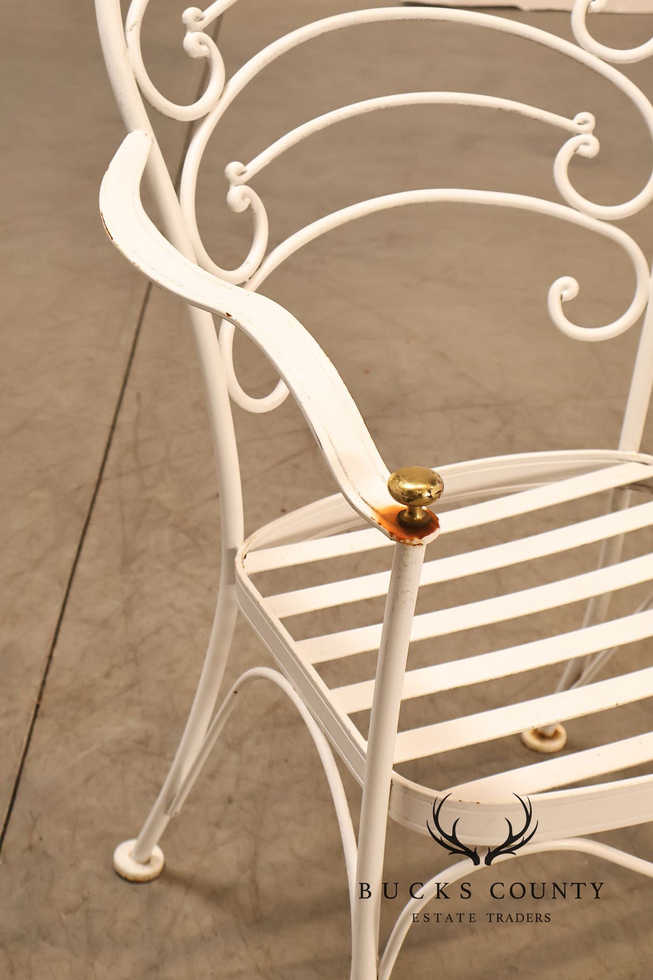 Woodard Pair of Wrought Iron Outdoor 'Ribcage' Armchairs