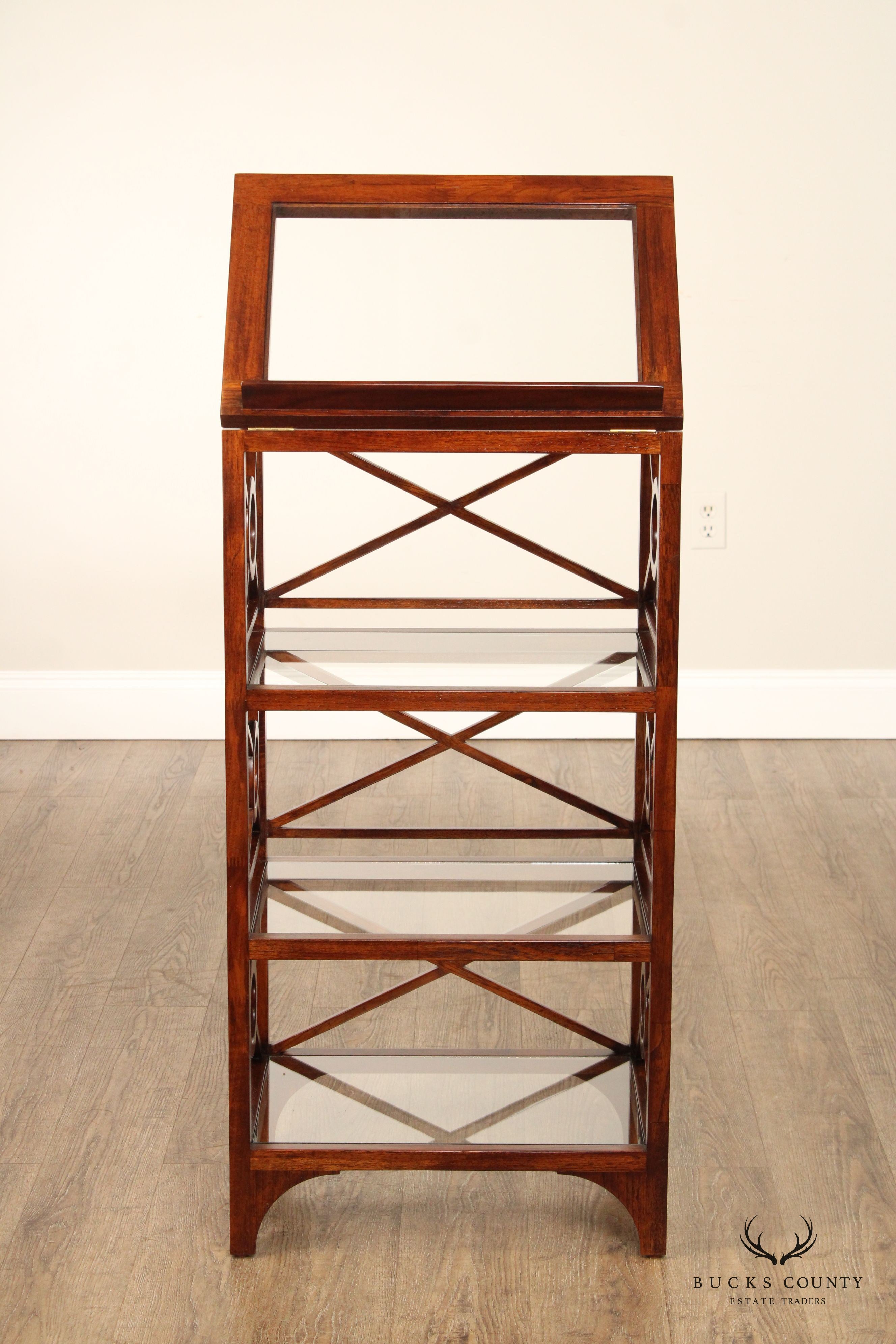 Selamat Designs Mahogany And Glass Shelf Etagere