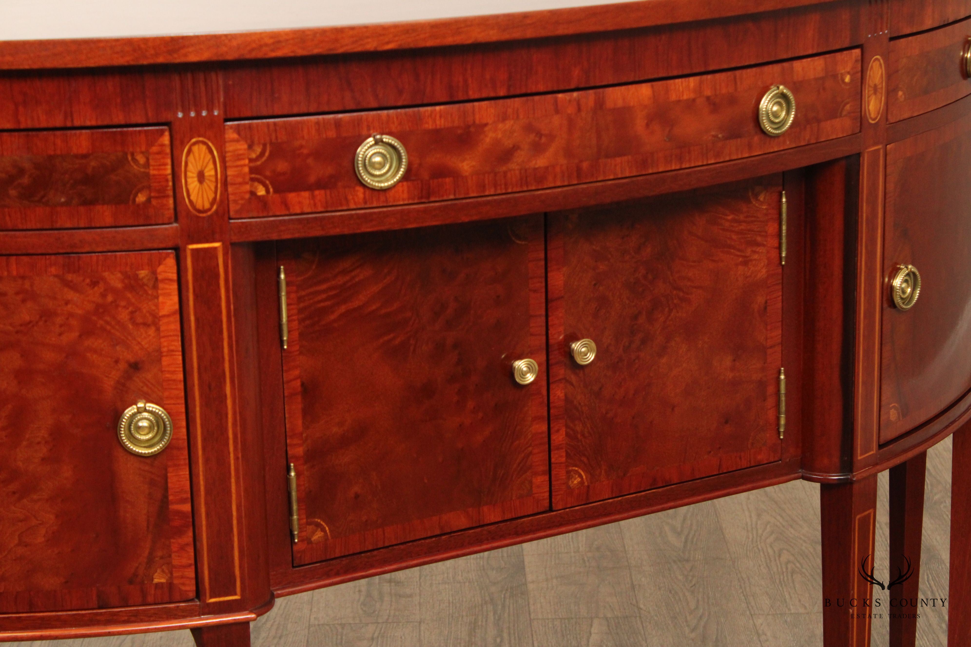 Hepplewhite Style Banded Mahogany Demilune Sideboard