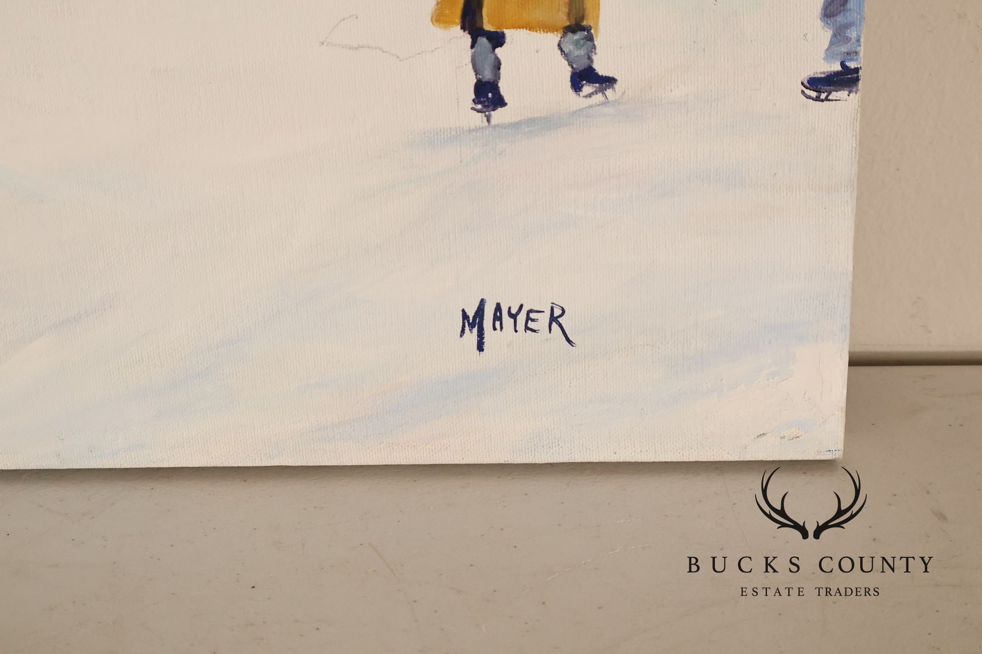 Ruth Mayer Central Park Ice Skating Landscape Original Oil Painting On Canvas