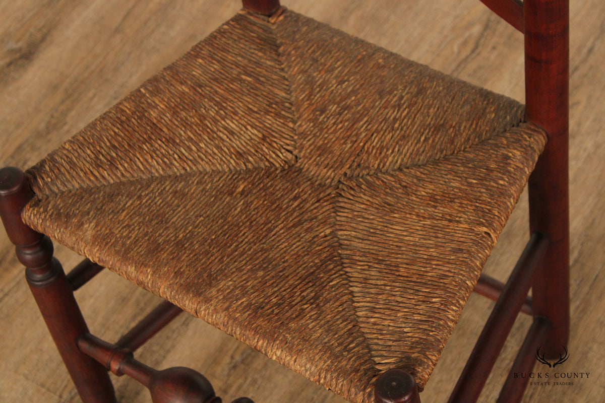 Antique Shaker Ladder Back Rush Seat Chair