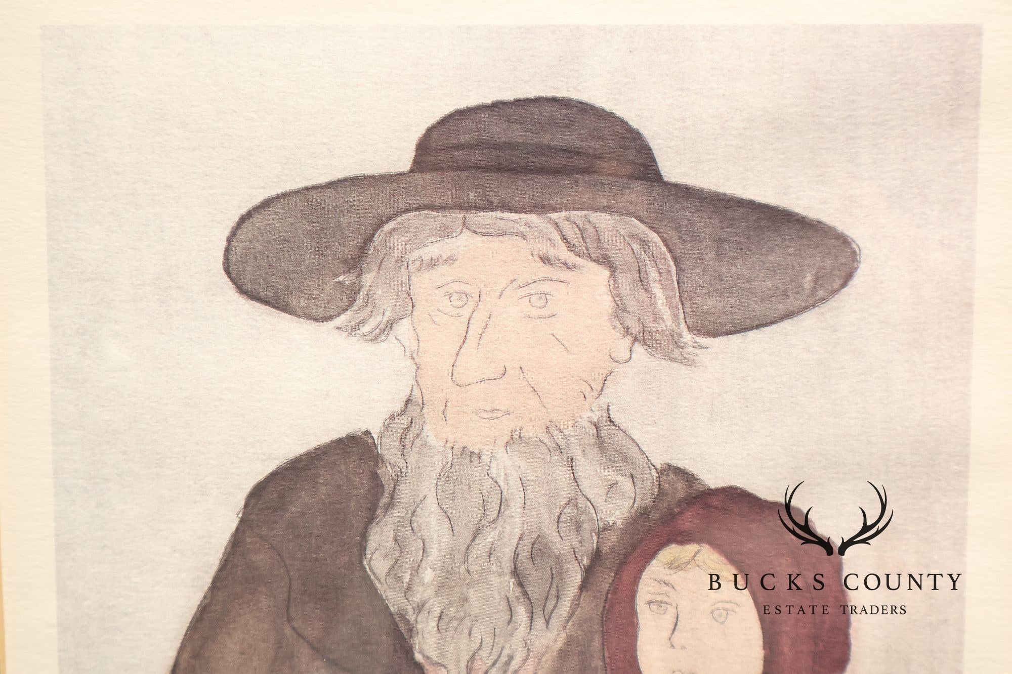 Xtian Newswanger Amish Folk Art Style Print, 'Old Jake and Katie Glick'