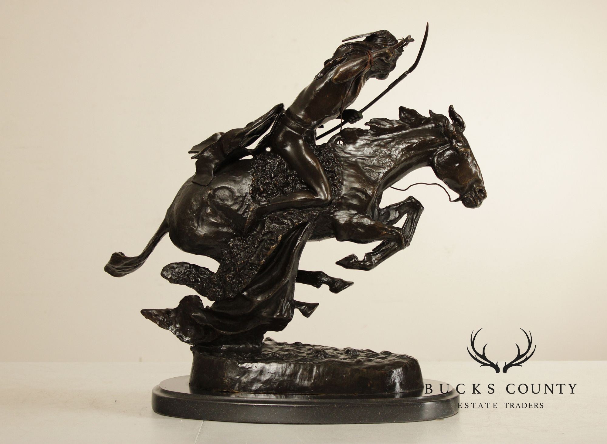 Frederic Remington 'Cheyenne' Native American Equestrian Bronze Sculpture