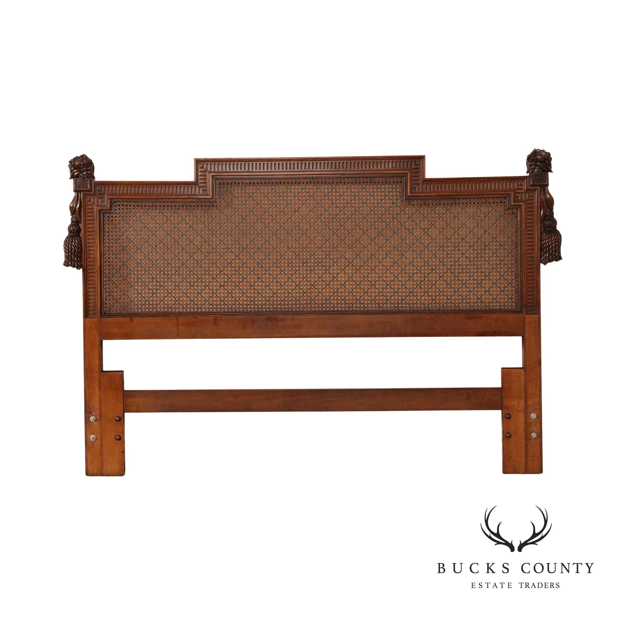 French Country Style Caned and Carved Queen Headboard