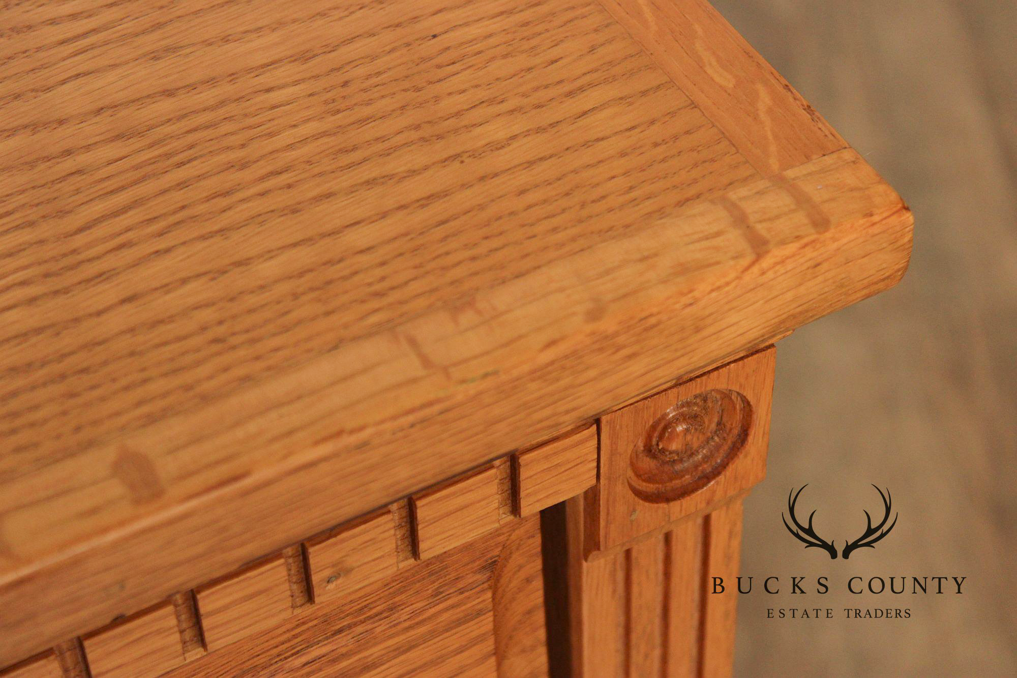 Traditional Custom Oak Executive Pedestal Desk
