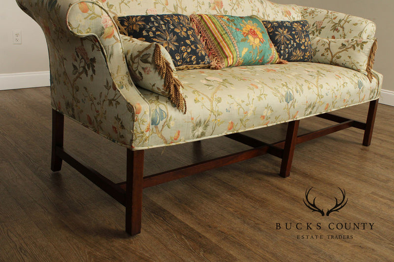 Chippendale Style Custom Mahogany Frame Camelback Sofa