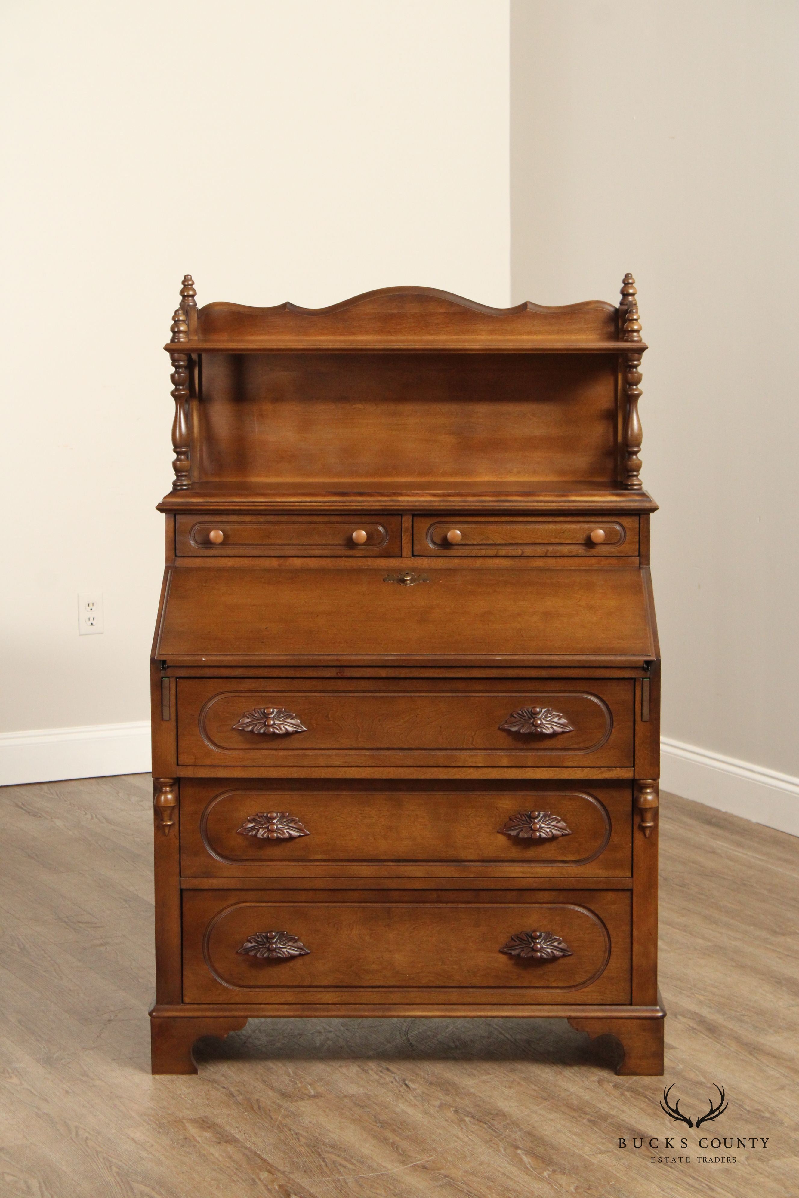 Victorian Style Cherry Drop Front Writing Desk