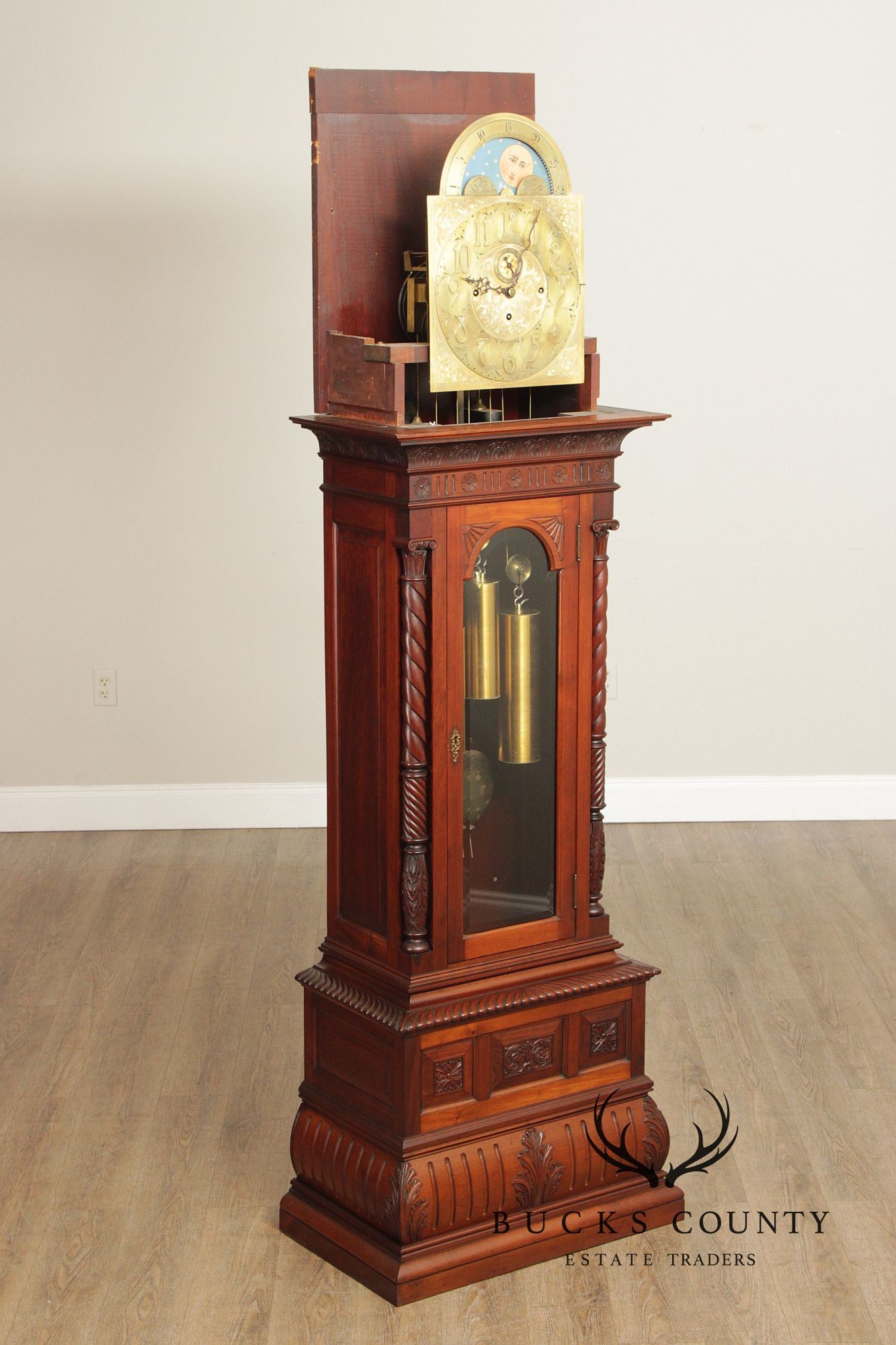 Elliot Of London Antique Victorian Style Carved Mahogany Grandfather Clock