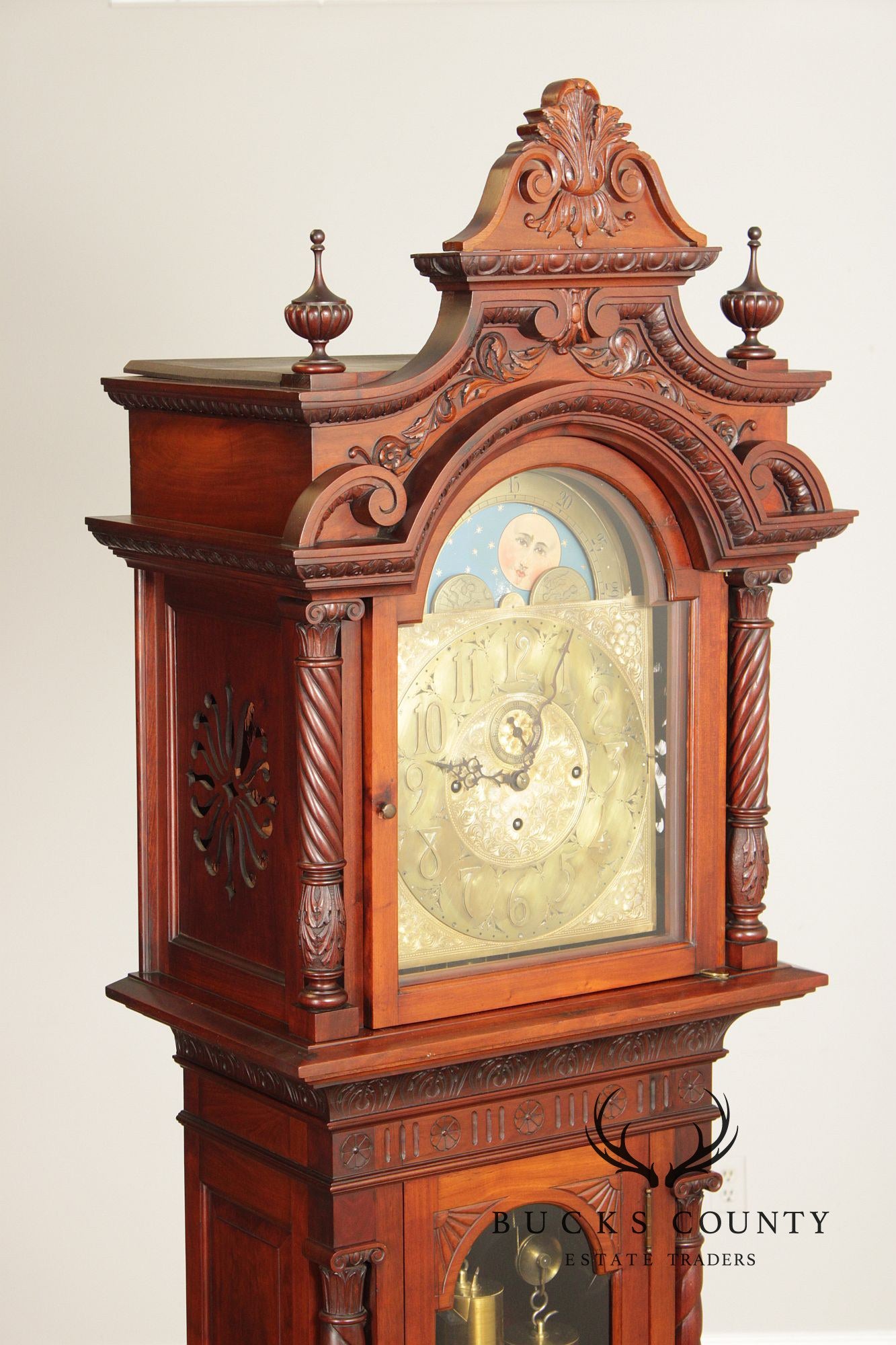 Elliot Of London Antique Victorian Style Carved Mahogany Grandfather Clock