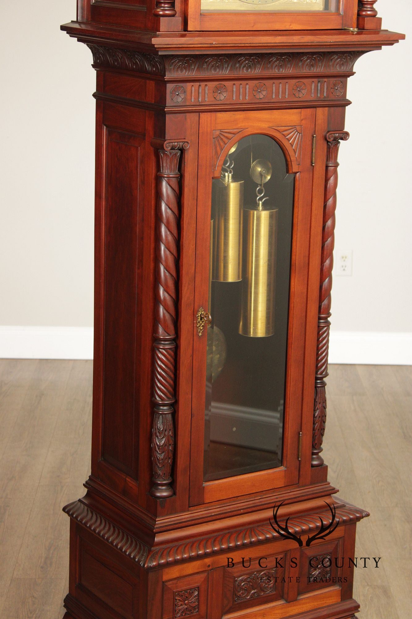 Elliot Of London Antique Victorian Style Carved Mahogany Grandfather Clock