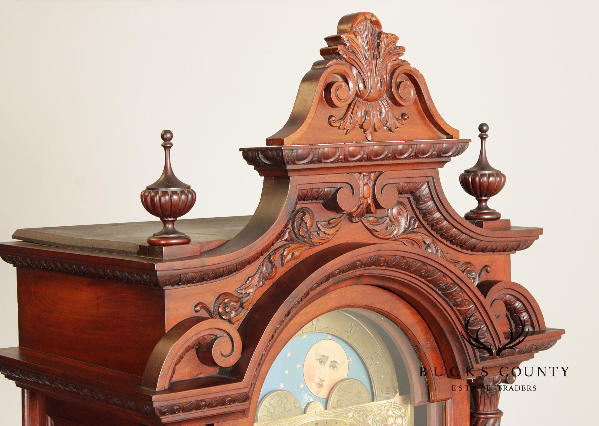 Elliot Of London Antique Victorian Style Carved Mahogany Grandfather Clock