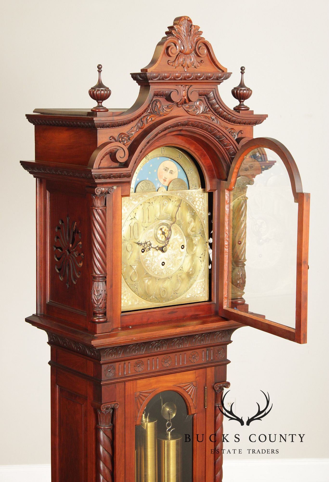 Elliot Of London Antique Victorian Style Carved Mahogany Grandfather Clock