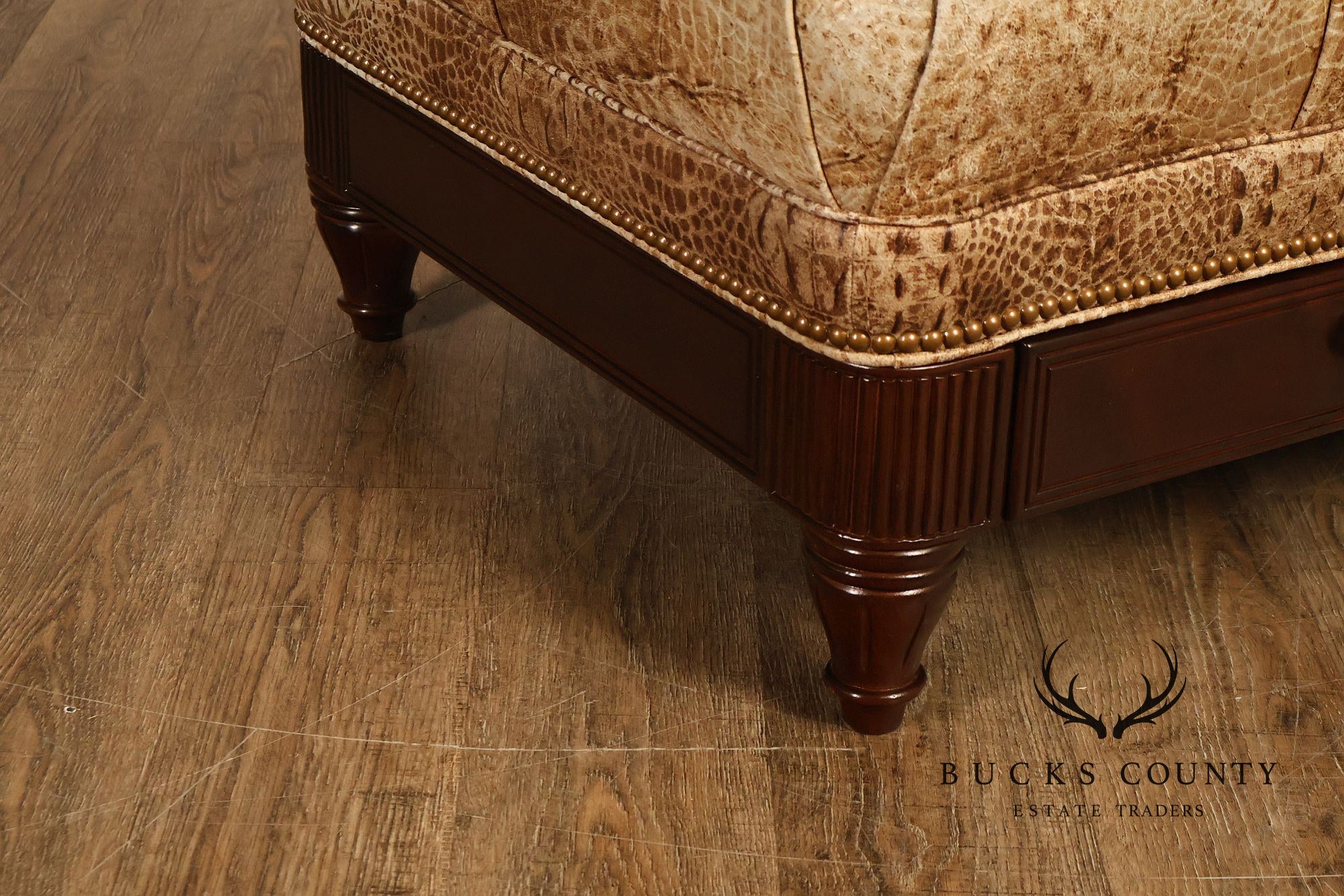 Hancock & Moore Tufted Leather "Robinson" Storage Ottoman