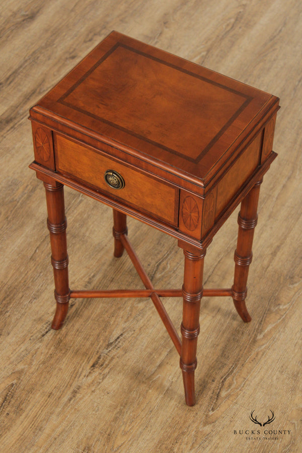 Ethan Allen Regency Style Faux Bamboo Accent Table