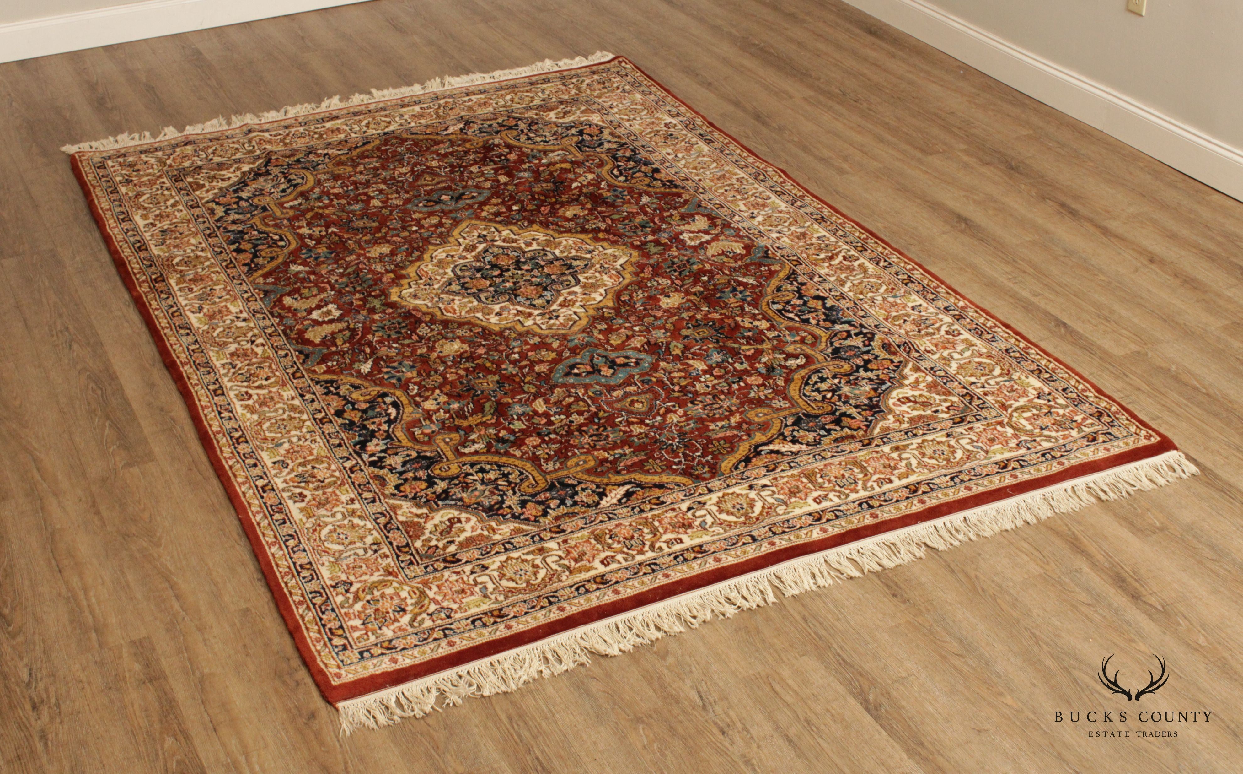 Persian Isfahan Wool Area Rug, 9' x 6'