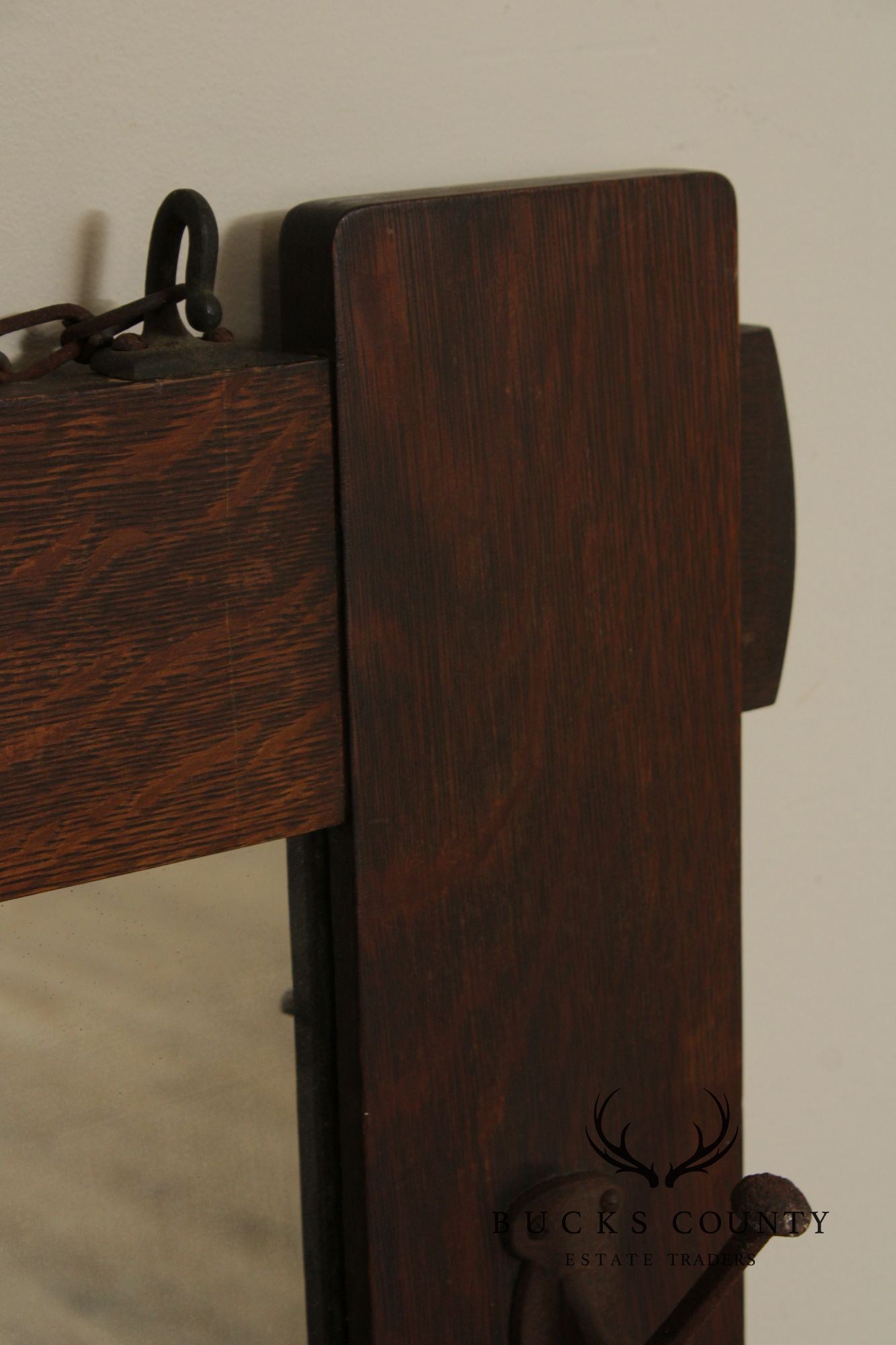 Stickley Brothers Antique Mission Oak Wall Mirror With Hooks No. 7577
