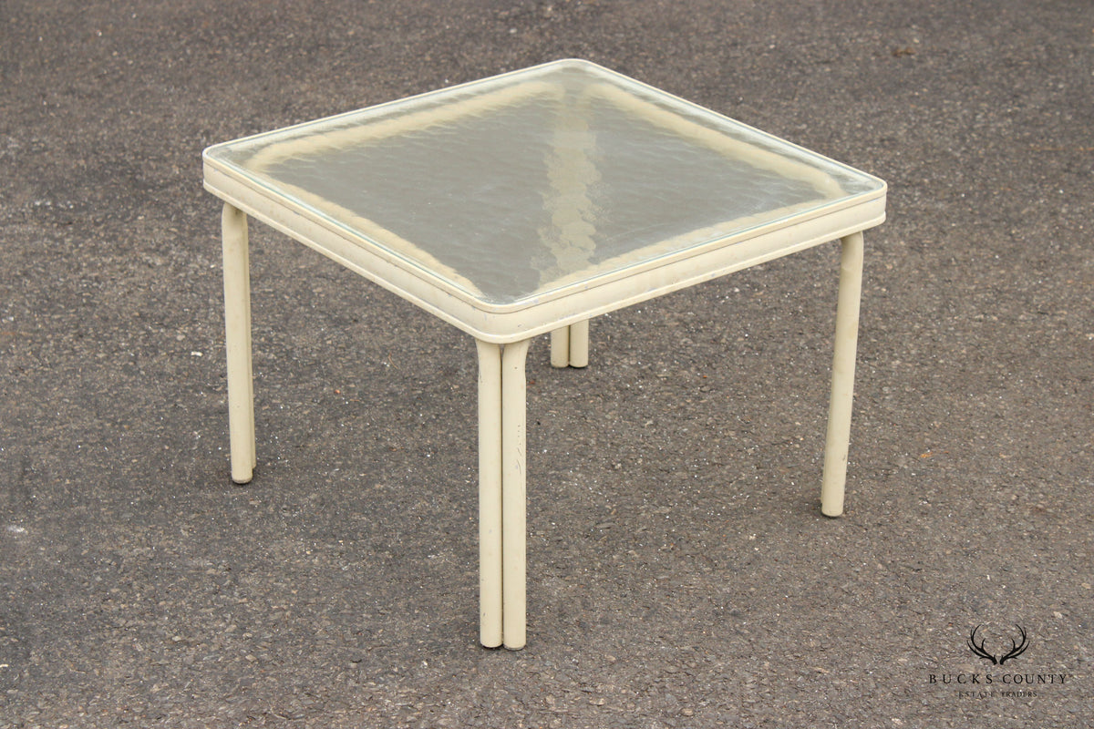 Brown Jordan Vintage Outdoor Patio Glass Square Top Side Table