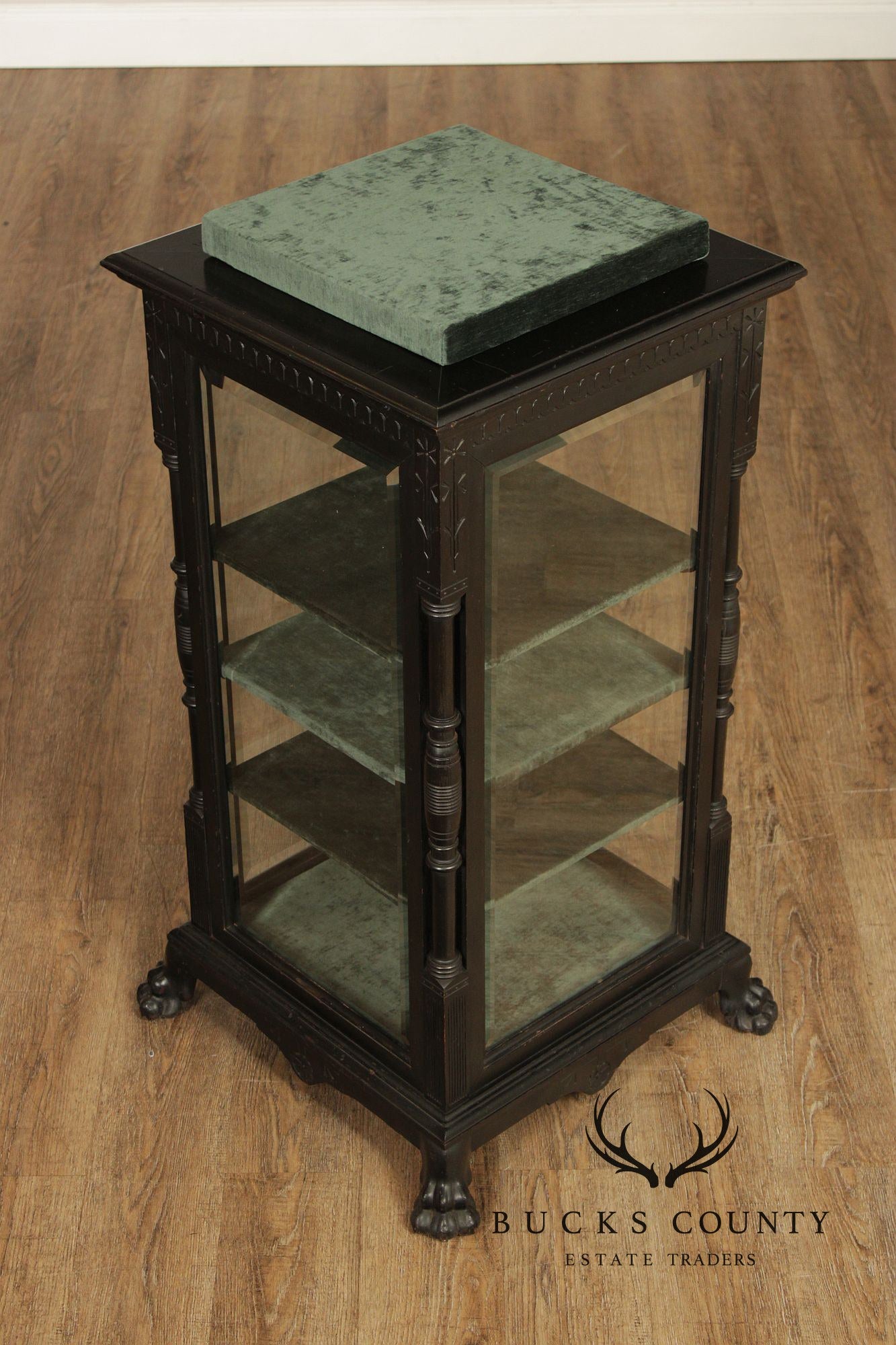 Antique Aesthetic Ebonized Jewelers Display Cabinet