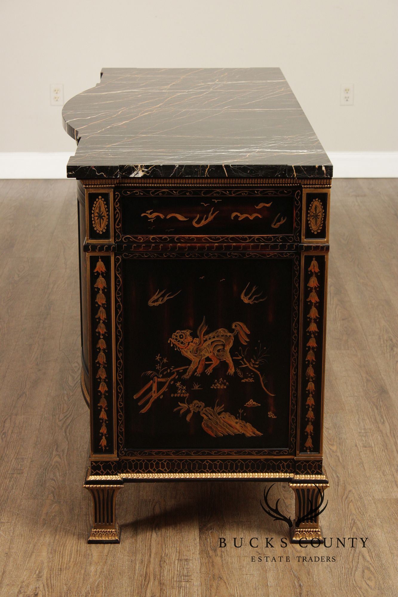 EJ Victor Newport Historic Collection Chinoiserie Marble Top Sideboard