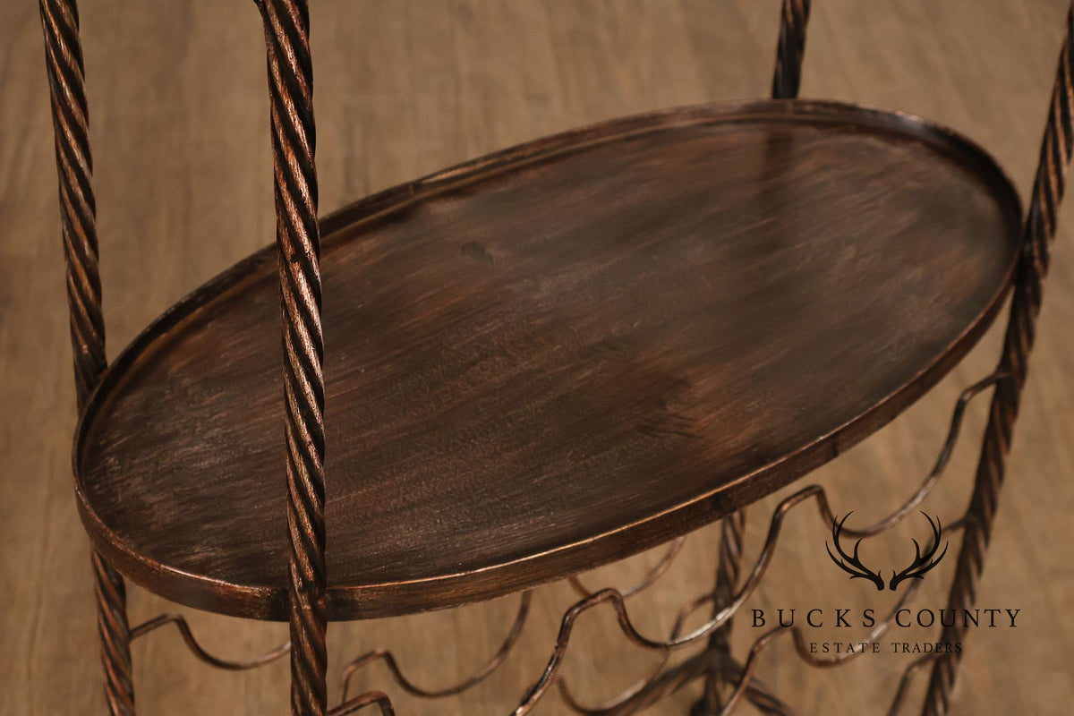 Twisted Metal Two-Tier Wine Rack Serving Stand