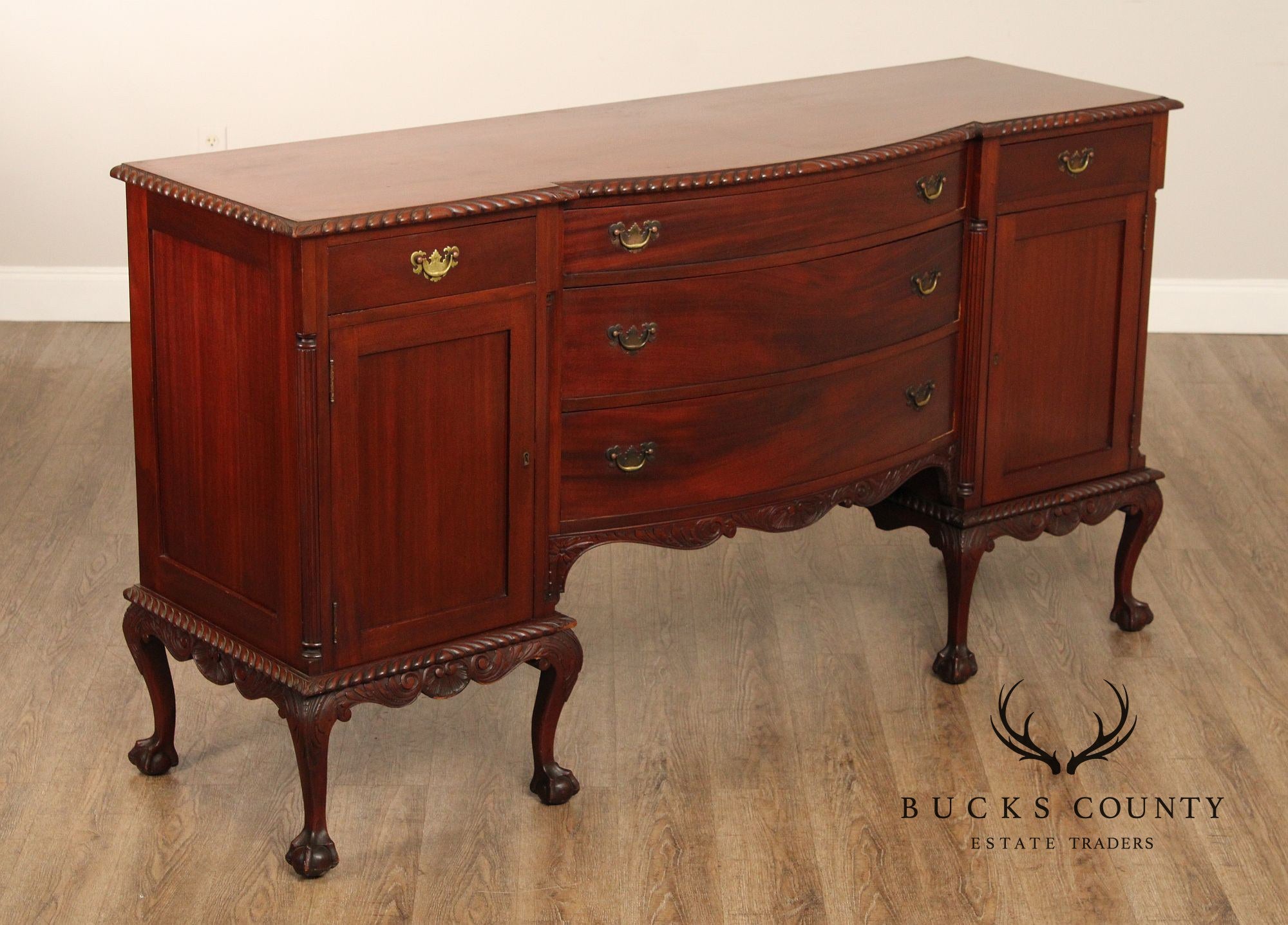 Chippendale Style Vintage Carved Mahogany Sideboard