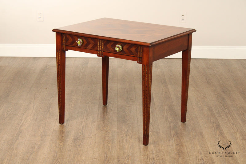 Drexel Heritage 'Celtic' Parquetry Top One Drawer Lamp Table