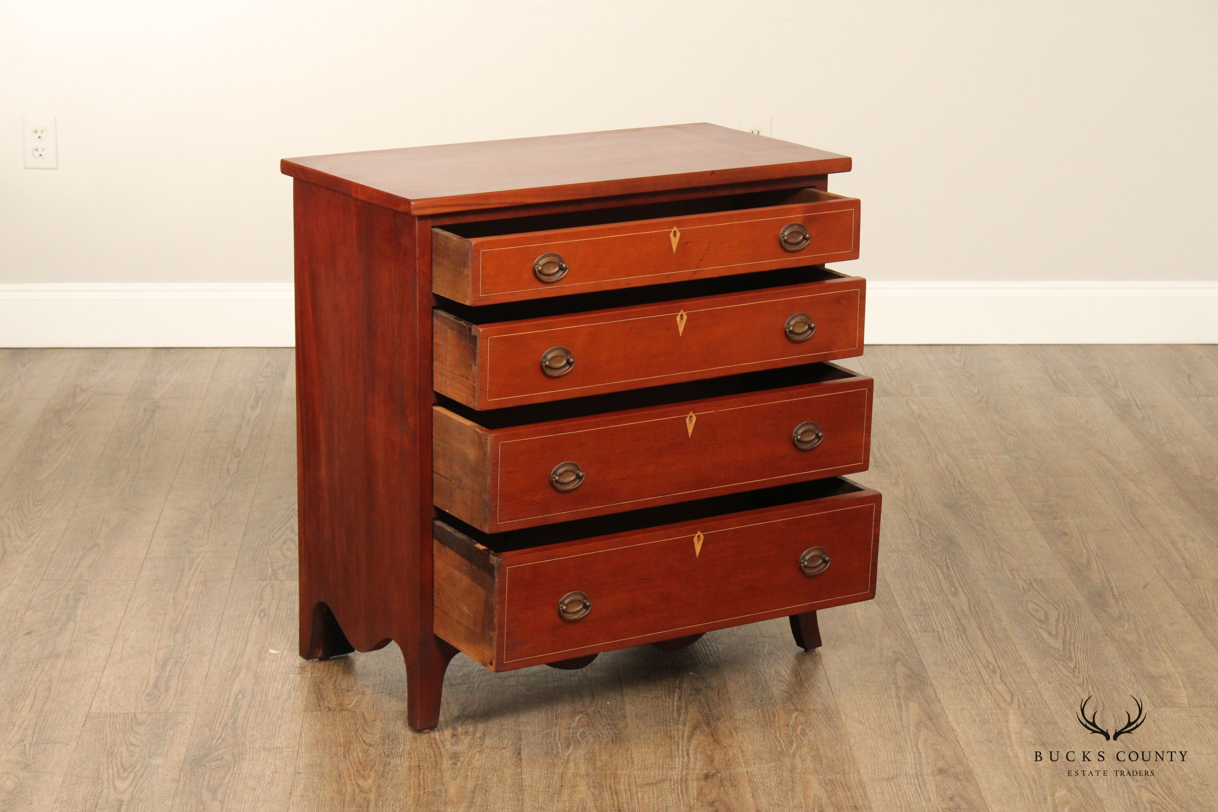 Hand Crafted Federal Style Inlaid Cherry Chest of Drawers