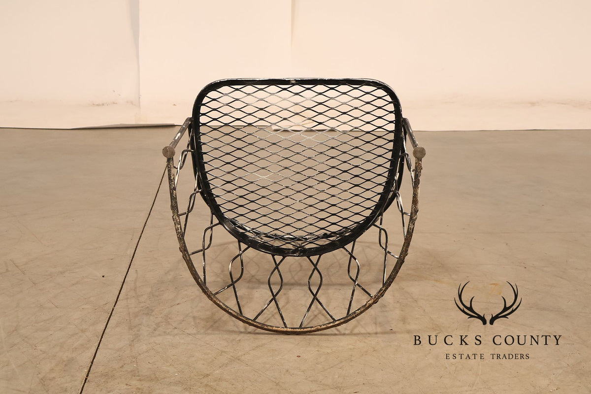 Salterini Wrought Iron Outdoor Patio Barrel Armchair