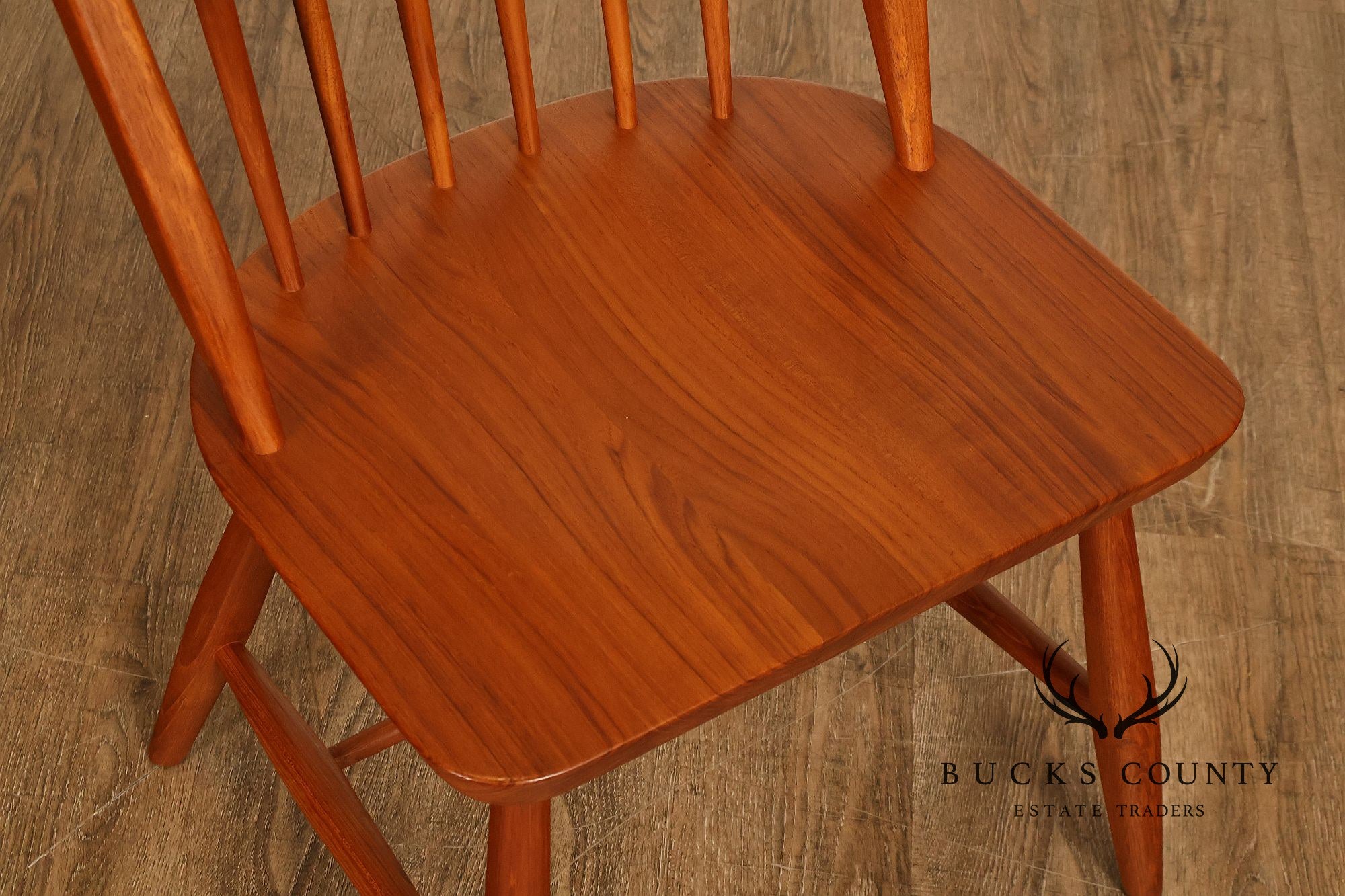 KD Sun Furniture Vintage Danish Modern Style Set of Six Teak Windsor Dining Chairs