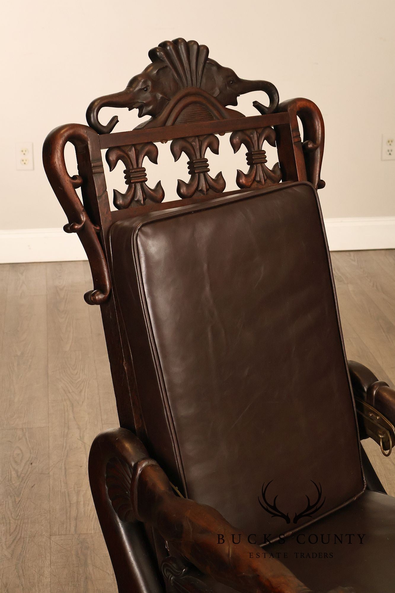 Exceptional 19th Century Anglo-Indian / Burmese Colonial Figural Carved Hardwood Throne Armchair
