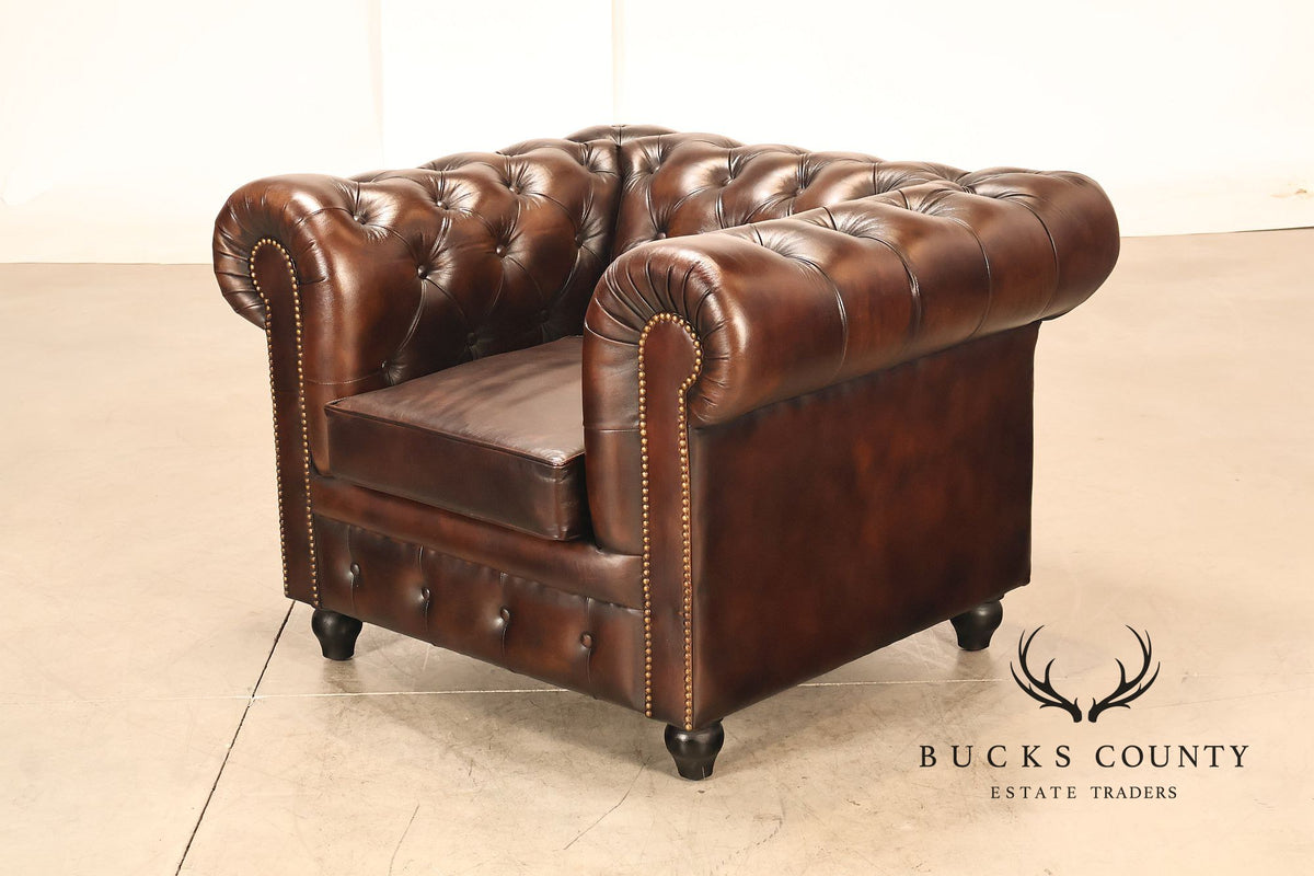 Distressed Brown Single Seater Cushion Chesterfield