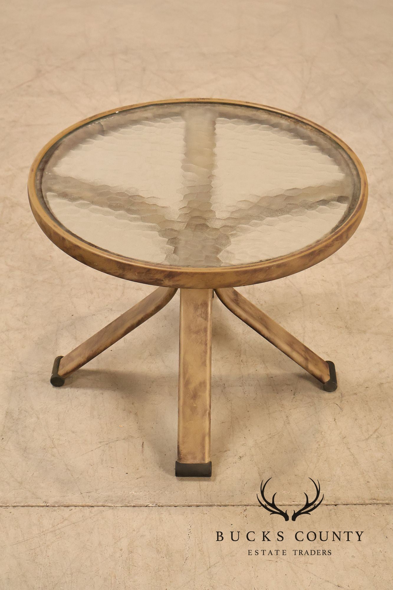 Brown Jordan Pair of Outdoor Round Glass Top Side Tables