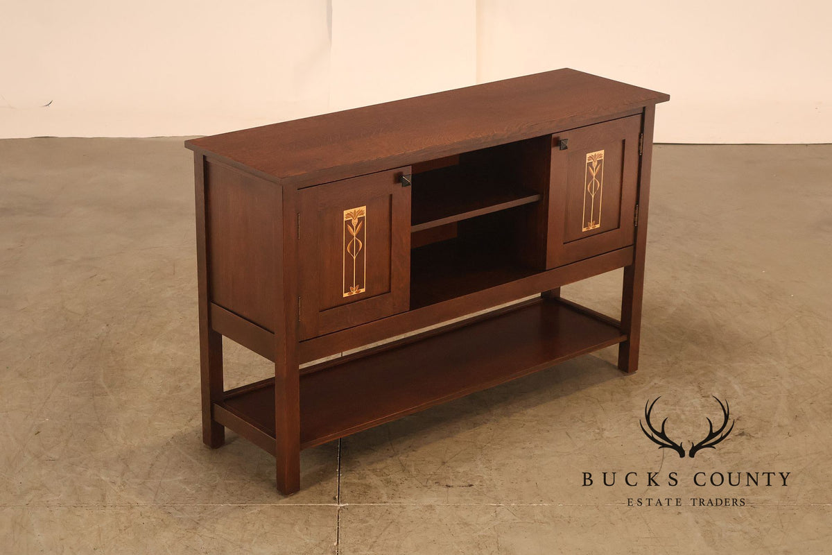 Stickley Meadowflower Collection Oak Inlaid Console Cabinet