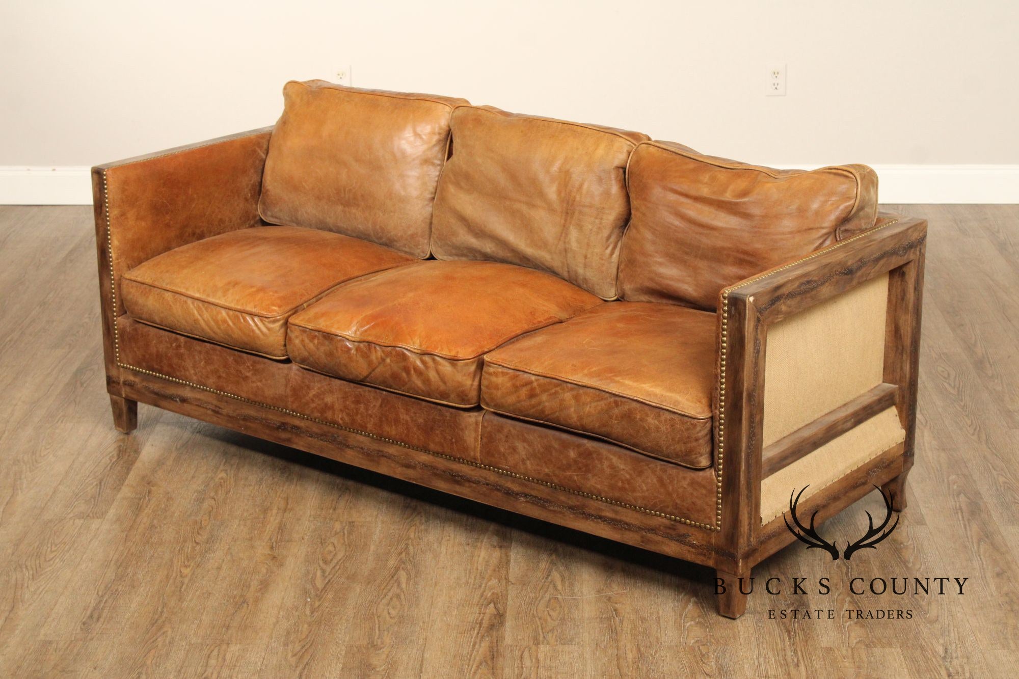 MOE'S HOME COLLECTION DARLINGTON  RUSTIC LEATHER SOFA