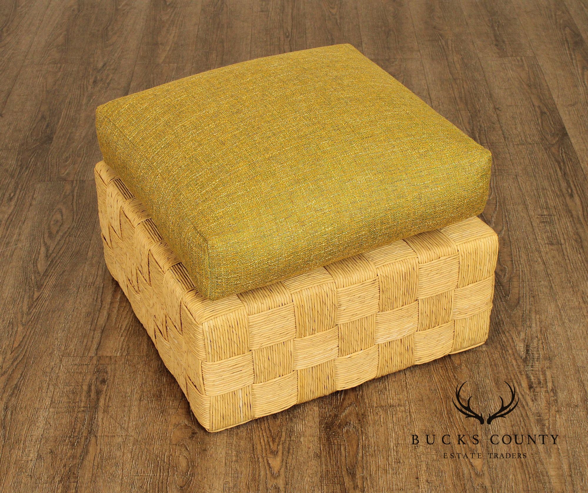 Harvey Probber Artisan Collection Pair of Woven Rush Ottomans