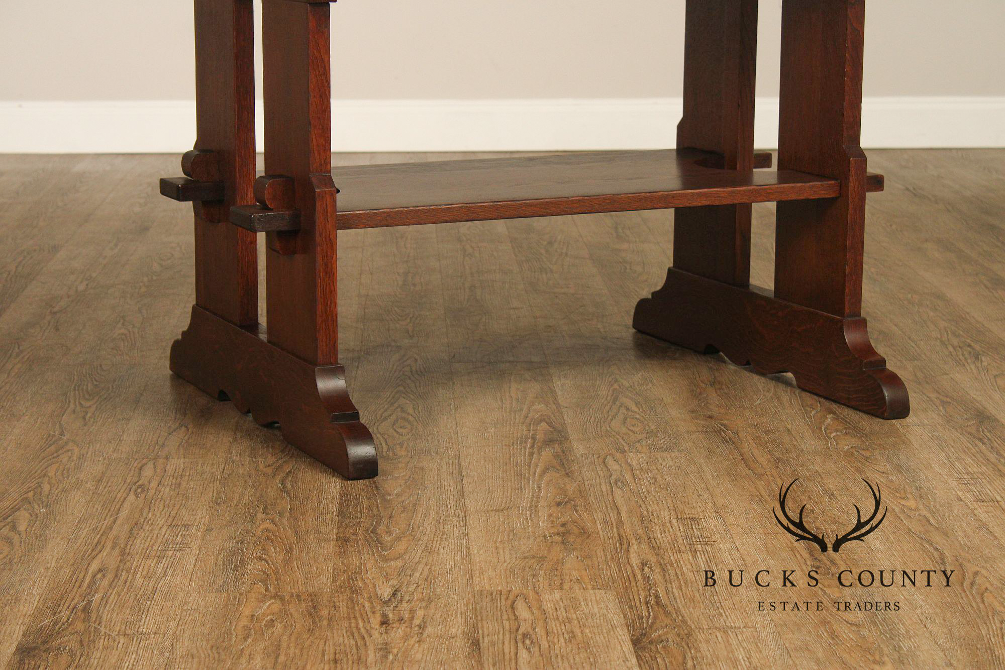 L. & J.G. Stickley Antique Mission Oak Trestle Table #593